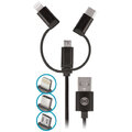 Forever kabel 3w1 USB - Lightning + USB -C + microUSB czarny