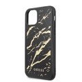 Guess nakładka do iPhone 11 Pro GUHCN58MGGBK czarne hard case Gold Glitter Marble