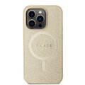 Guess nakładka do iPhone 15 Pro Max 6.7" GUHMP15XPSAHMCB złoty hardcase Saffiano MagSafe