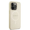 Guess nakładka do iPhone 15 Pro Max 6.7" GUHMP15XPSAHMCB złoty hardcase Saffiano MagSafe