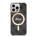 Guess zestaw nakładka + ładowarka do iPhone 13 Pro 6,1" GUBPP13LH4EACSK czarny hard case 4G Print MagSafe