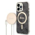 Guess zestaw nakładka + ładowarka do iPhone 13 Pro 6,1" GUBPP13LH4EACSK czarny hard case 4G Print MagSafe