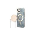 Guess zestaw Nakładka + Ładowarka do iPhone 14 6,1" GUBPP14SH4EACSB niebieski BP Magsafe Case + Charger 4G