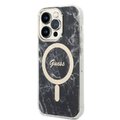 Guess zestaw nakładka + ładowarka do iPhone 14 Pro 6,1" GUBPP14LHMEACSK czarny hard case Marble MagSafe