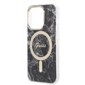 Guess zestaw nakładka + ładowarka do iPhone 14 Pro Max 6,7" GUBPP14XHMEACSK czarny hard case Marble MagSafe