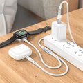 HOCO adowarka indukcyjna 2w1 Typ C do Apple Watch + kabel adowania Lightning PD QC 3A CW54 1,2 m biaa