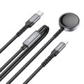 HOCO adowarka indukcyjna 2w1 Typ C do Apple Watch + kabel adowania Lightning PD QC 3A CW54 1,2 m czarna