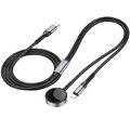 HOCO adowarka indukcyjna 2w1 Typ C do Apple Watch + kabel adowania Lightning PD QC 3A CW54 1,2 m czarna