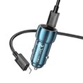 HOCO adowarka samochodowa 2 x Typ C + kabel Typ C do Lightning PD QC3.0 3A 40W Z48 niebieska