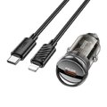 HOCO adowarka samochodowa Typ C + kabel Typ C do Lightning PD QC3.0 30W Z53 czarna