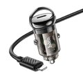 HOCO adowarka samochodowa Typ C + kabel Typ C do Lightning PD QC3.0 30W Z53 czarna