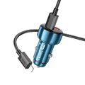 HOCO adowarka samochodowa USB A + Typ C z wywietlaczem + kabel Typ C do Lightning PD QC3.0 3A 48W Z50 niebieska