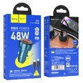 HOCO adowarka samochodowa USB A + Typ C z wywietlaczem + kabel Typ C do Lightning PD QC3.0 3A 48W Z50 niebieska