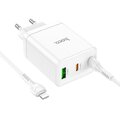 HOCO adowarka sieciowa 2 x Typ C + USB A + kabel Typ C do Lightning PD QC3.0 3A 35W N33 biaa