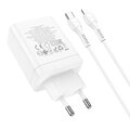 HOCO adowarka sieciowa 2 x Typ C + USB A + kabel Typ C do Lightning PD QC3.0 3A 35W N33 biaa