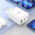 HOCO adowarka sieciowa 2 x Typ C + USB A + kabel Typ C do Lightning PD QC3.0 3A 35W N33 biaa
