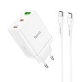 HOCO adowarka sieciowa 2 x Typ C + USB A + kabel Typ C do Typ C PD QC3.0 3A 35W N33 biaa