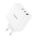 HOCO adowarka sieciowa 2 x Typ C + USB A QC PD 65W GaN N30 biaa