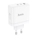 HOCO adowarka sieciowa 2 x Typ C + USB A QC PD 65W GaN N30 biaa