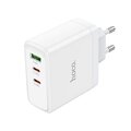 HOCO adowarka sieciowa 2 x Typ C + USB A QC PD 65W GaN N30 biaa
