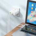HOCO adowarka sieciowa 2 x Typ C + USB A QC PD 65W GaN N30 biaa