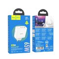 HOCO adowarka sieciowa 2 x Typ C + USB A QC PD 65W GaN N30 biaa