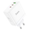 HOCO adowarka sieciowa 2 x Typ C + USB A QC PD 65W GaN N30 biaa