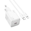 HOCO adowarka sieciowa Typ C + kabel Typ C do Lightning QC PD 20W N40 biaa