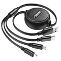 HOCO kabel 3w1 USB A do Lightning / Micro USB / Typ C 2A X75 1 m czarny
