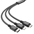 HOCO kabel 3w1 USB A do Lightning / Micro USB / Typ C 2A X76 1 m czarny