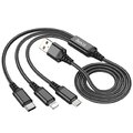 HOCO kabel 3w1 USB A do Lightning / Micro USB / Typ C 2A X76 1 m czarny