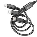 HOCO kabel 3w1 USB A do Lightning / Micro USB / Typ C 2A X76 1 m czarny