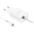 HOCO ładowarka sieciowa Typ C PD 20W Fast Charge Smart Charging z kablem do iPhone Lightning 8-pin N14 biała