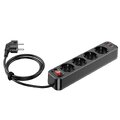 HOCO listwa zasilajca 4 gniazda + 2 x USB A + Typ C PD QC3.0 3A 20W NS1 1,8 m czarna