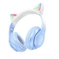 HOCO suchawki bezprzewodowe bluetooth nagowne W42 Kocie Uszy krystaliszny niebieski