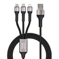 Kabel Blue Star z oplotem 3w1 ze zczami micro USB, USB C i Lightning 3A