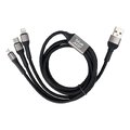 Kabel Blue Star z oplotem 3w1 ze zczami micro USB, USB C i Lightning 3A