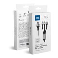 Kabel Blue Star z oplotem 3w1 ze zczami micro USB, USB C i Lightning 3A