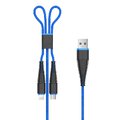Kabel DEVIA Fish1 2in1 lightning / micro USB niebieski