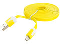 Kabel microUSB płaski 2M - żółty