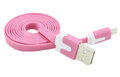 Kabel micro USB płaski 1M - różowy