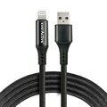 Kabel przewód pleciony USB - Lightning LCD everActive CBB-1IBL 100cm z obsługą szybkiego ładowania do 2,4A czarny