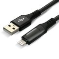 Kabel przewód pleciony USB - Lightning LCD everActive CBB-1IBL 100cm z obsługą szybkiego ładowania do 2,4A czarny