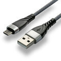 Kabel pleciony USB - micro USB everActive CBB-1MG - szybkie ładowanie - 1m szary