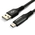 Kabel przewód pleciony USB - USB-C / Typ-C LCD everActive CBB-2CBL 200cm z obsługą szybkiego ładowania do 3A czarny