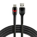 Kabel przewód pleciony USB - USB-C / Typ-C RGB LED everActive CBB-2CBR 200cm z obsługą szybkiego ładowania do 3A czarny