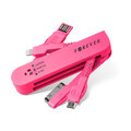 Kabel USB Forever 3w1 Apple iPhone 3 / 4 30pin + Apple iPhone 5 / 6 8pin lightning + microUSB różowy