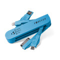 Kabel USB Forever 3w1 Apple iPhone 3 / 4 30pin + Apple iPhone 5 / 6 8pin lightning + microUSB niebieski