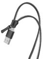 Kabel USB Forever zipper 2w1 2x microUSB czarny
