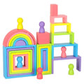 Klocki drewniane edukacyjne układanka tęcza puzzle montessori tęcza kolorowe